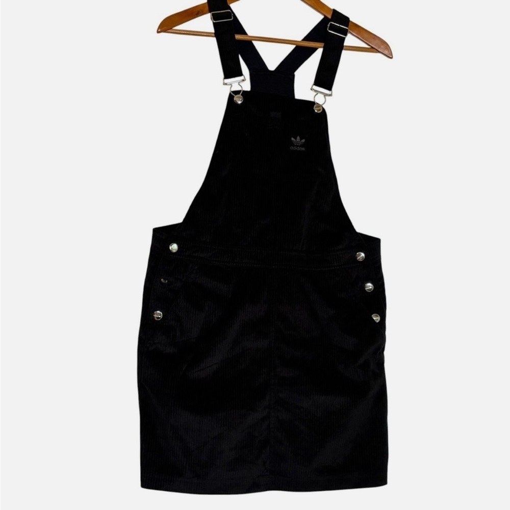 Adidas Black Mini Dress Corduroy Overall Dress Black Size S Sporty - Picture 3 of 8